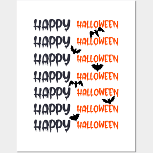 HAPPY Halloween Black Bats Posters and Art